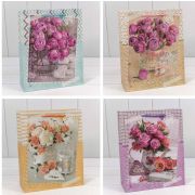 Пакет подарочный матовый «Цветы» (микс) 26*32*10