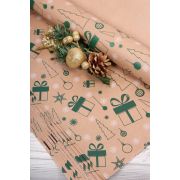 Бумага  КРАФТ 203/Х102-45 НГ Подарки-классик зелёные  100*70см (10листов)