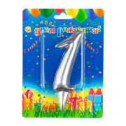 Свеча цифра Гигант Серебро №1 9см