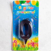 Свеча цифра Грань Черный металлик №0 5,5см