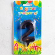 Свеча цифра Грань Черный металлик №2 5,5см