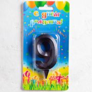 Свеча цифра Грань Черный металлик №9 5,5см