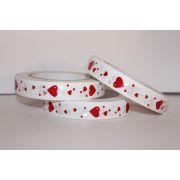 Лента простая (2см*50ярд) Сердца Польские P253 КРАСНЫЕ НА БЕЛОМ