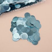 Конфетти фольга Круги 1 см макаронс-голубые (50 гр/уп.)