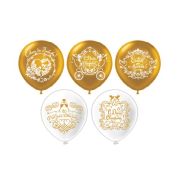 Шар12'' Пастель шелк рис. 2ст. Свадьба. Золото. 5 дизайнов (25 шт./уп.) /БК