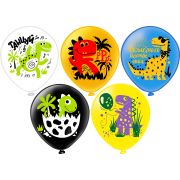 Шар12'' шелк рис. 1ст. 2цв. Динозаврики! 5 дизайнов (25 шт./уп.) /БК