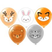 Шар12'' шелк рис. 2ст. 2цв. Лесные друзья! 5 дизайнов (25 шт./уп.) /БК