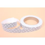 Лента простая (2см*50ярд) Горошек P2090 ЧЁРНЫЙ НА БЕЛОМ