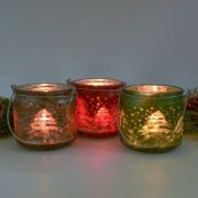 Подсвечник стекло баночка с ручкой цвет Микс 7*6,5 см