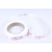 Лента простая (2см*50ярд) Сердца итальянские P283 МАЛИНОВАЯ НА БЕЛОМ