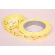 Лента простая (2см*50ярд) Сердца итальянские P273 КРАСНЫЙ НА ЖЕЛТОМ