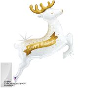 G Шар (48''/122 см) Фигура, Новогодний олень, Голография, 1 шт. в уп.