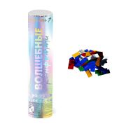 Пневмохлопушка (12/30 см), Волшебное конфетти, Прямоугольники фольга, Ассорти, Голография, 1 шт.