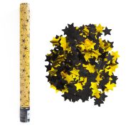 Пневмохлопушка (24/60 см), Звездные искры, Звезды фольга, Золото/Черный, 1 шт.