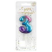 Свеча цифра 3 «Космос» (РОССИЯ)