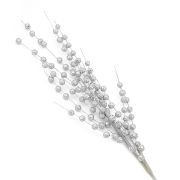 Ветка с ягодами искусственная Серебряная 70см / 1 шт / (Китай)