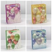 Пакет подарочный с 3D аппликацией «Воздушные шары» (микс) 18*23*10