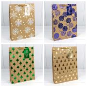 Пакет подарочный Крафт с тиснением «С Новым годом» (микс) 33*45*11 150г 1/20 1/240