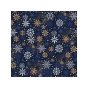Упаковочная бумага (0,7*1 м) Новогодние снежинки, Темно-синий, 10 шт.