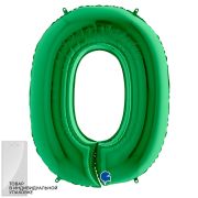 G Шар (40''/102 см) Цифра, 0, Зеленый, 1 шт. в уп.