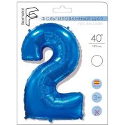 F 40 Цифра «2» синий в упаковке / Two / 1 шт /, Фольгированный шар (Испания)