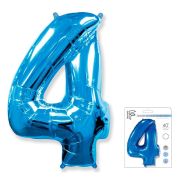F 40 Цифра «4» синий в упаковке / Four / 1 шт /, Фольгированный шар (Испания)
