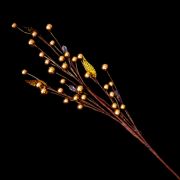 Декоративная ветка с бусинами и листиками Золото 60см