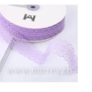 Лента декоративная «Тонкое кружево», полиэстер, 30 мм х 50 ярд., сиреневый (5 шт./упак.)