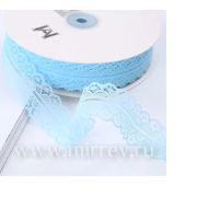 Лента декоративная «Тонкое кружево», полиэстер, 30 мм х 50 ярд., голубой (5 шт./упак.)