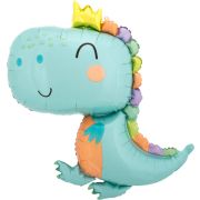 К Шар (34''/86 см) Фигура, Динозаврик в короне, Светло-зеленый, 1 шт.