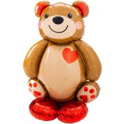 К Шар 3D (43''/109 см) Фигура на подставке, Мишка с сердцем, 1 шт. в уп.