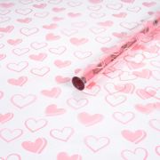 А Пленка прозрачная с рисунком «Сердечки №1» Нежно-розовый 70см 200гр