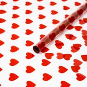 А Пленка прозрачная с рисунком «Сердечки шахматка» Красный 70см 200гр