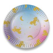 Тарелки 23 см «Единороги золотые» Акварель Макаронс / набор 6 шт. / (Китай)