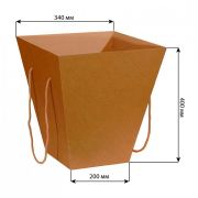 Транспортировочная коробка для цветов с крышкой и ручками Крафт 20*34*40 см (РОССИЯ)