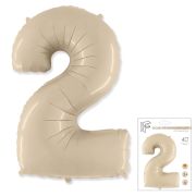 F 40 Цифра «2» кремовый  в упаковке / Two / 1 шт / Фольгированный шар (Испания)