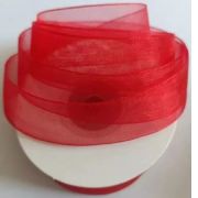 Лента органза на катушке, 25мм*25ярд, красный (5 шт/упак)