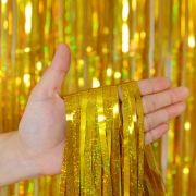 Занавес Дождик Лазерный, Золото, Голография, 100*200 см, 1 шт.