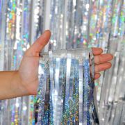 Занавес Дождик Лазерный, Серебро, Голография, 100*200 см, 1 шт.