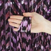 Занавес Дождик Зигзаги, Черный/Розовый, Металлик, 100*200 см, 1 шт.