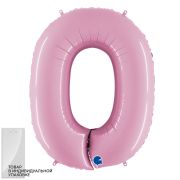 G Шар (40''/102 см) Цифра, 0, Розовый, 1 шт. в уп.