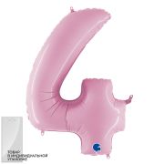 G Шар (40''/102 см) Цифра, 4, Розовый, 1 шт. в уп.