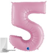 G Шар (40''/102 см) Цифра, 5, Розовый, 1 шт. в уп.